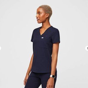 XS FIGS Navy Catarina One-Pocket Scrub Top